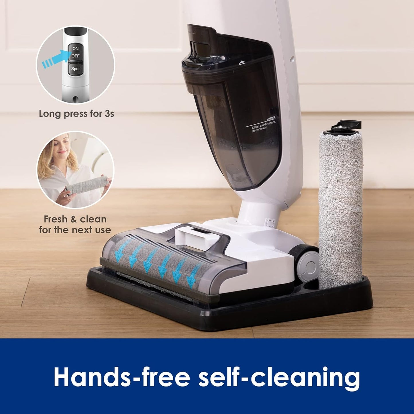 Tineco iFLOOR 2 Complete Cordless Wet Dry Vacuum Floor Cleaner and Mop, One-Step Cleaning for Hard