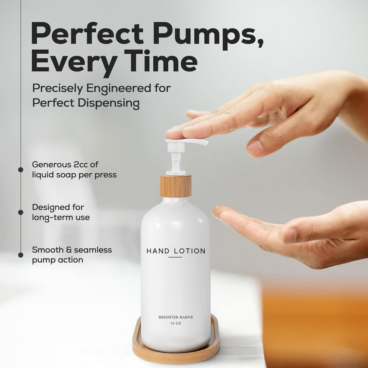 White Glass Lotion Dispenser with Pump Bathroom Set by Brighter Barns - Hand Lotion Dispenser with