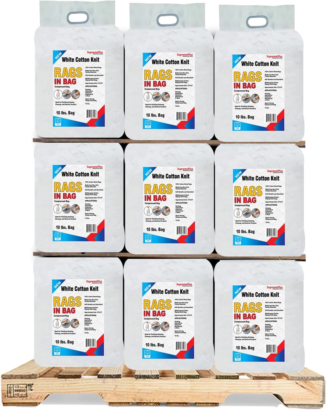 Premium White T-Shirt Cleaning Rags (600 lbs. Pallet 60x10 lbs. Bag of Rags) – White Cotton Rag for