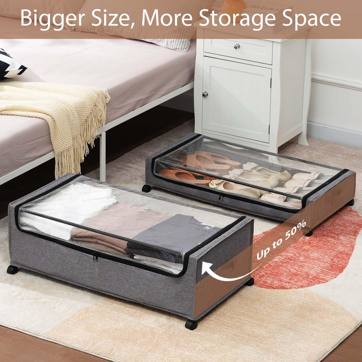 Under Bed Storage with Wheels, Under The Bed Storage Drawers On Wheels, Rolling Underbed Drawers