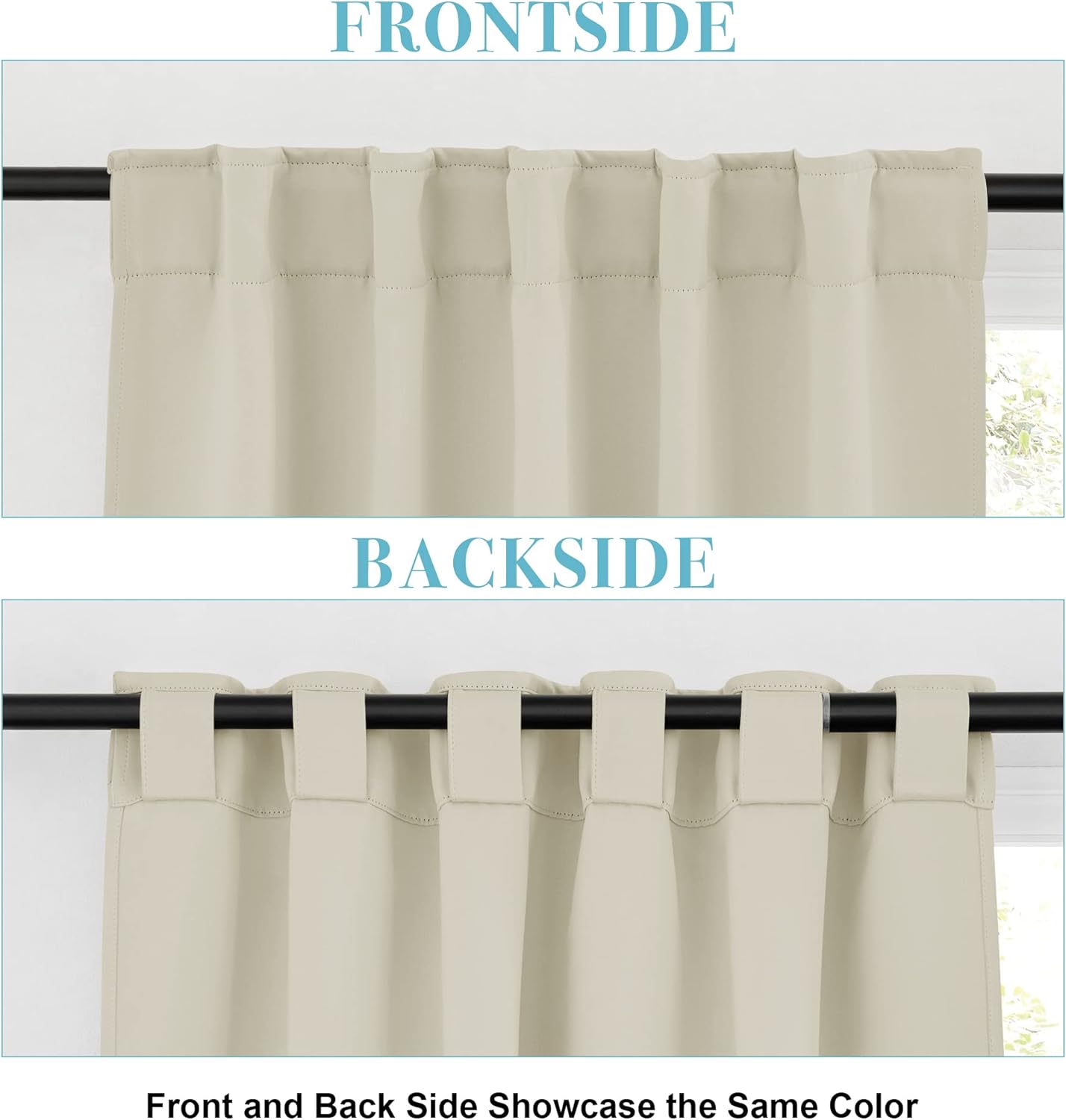 RYB HOME Room Darkening Curtains 2 Panels Set, Energy Efficient Privacy Drapes Back Tabs Small