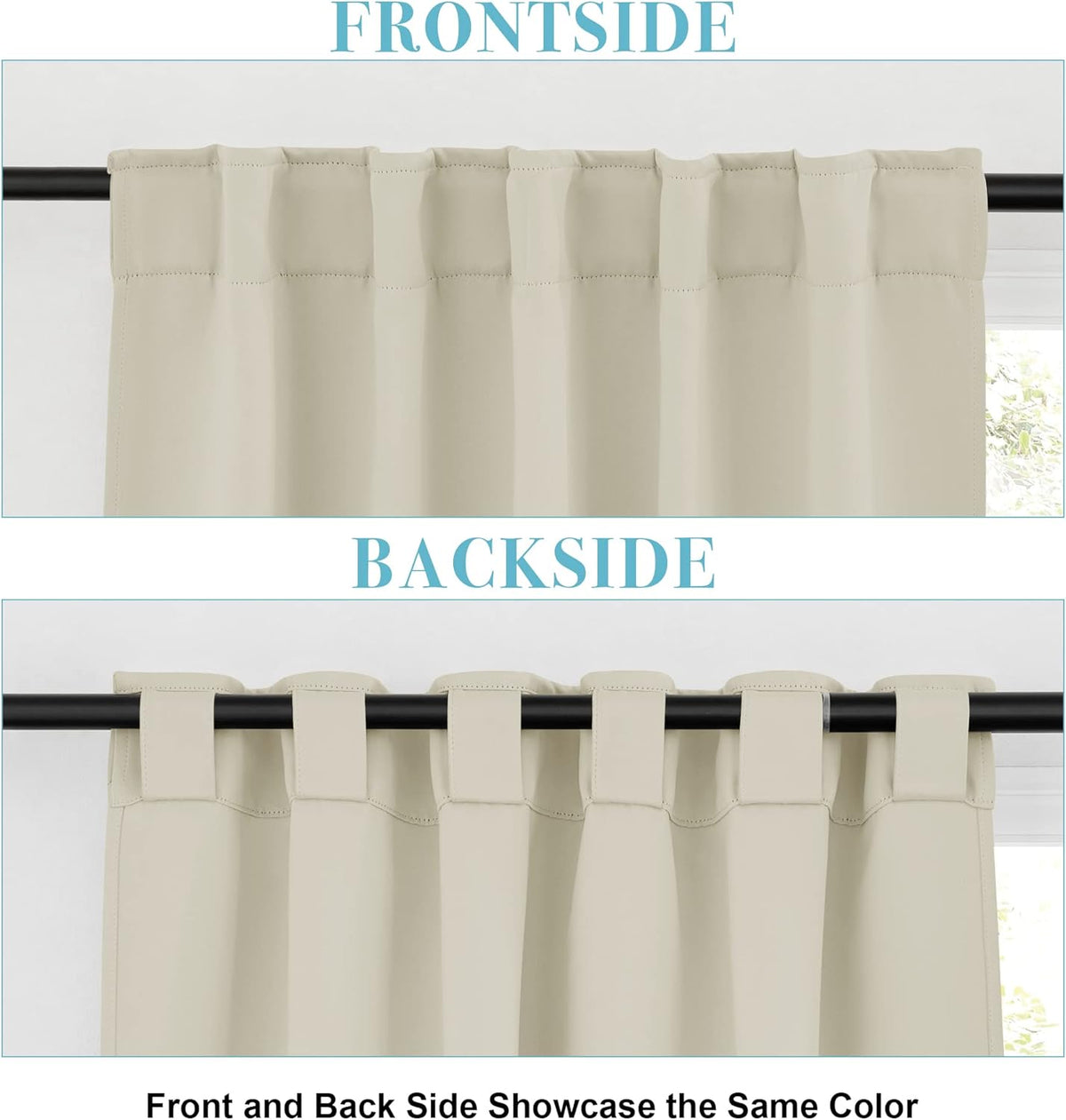 RYB HOME Blackout Curtains for Living Room, Back Tab & Rod Pocket Top Insulating Window Decor for