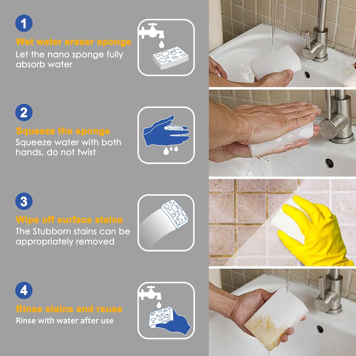 50 Pack Melamine Sponges, Magic Sponge Eraser, Durable Multi-Purpose Premium Melamine Foam Eraser