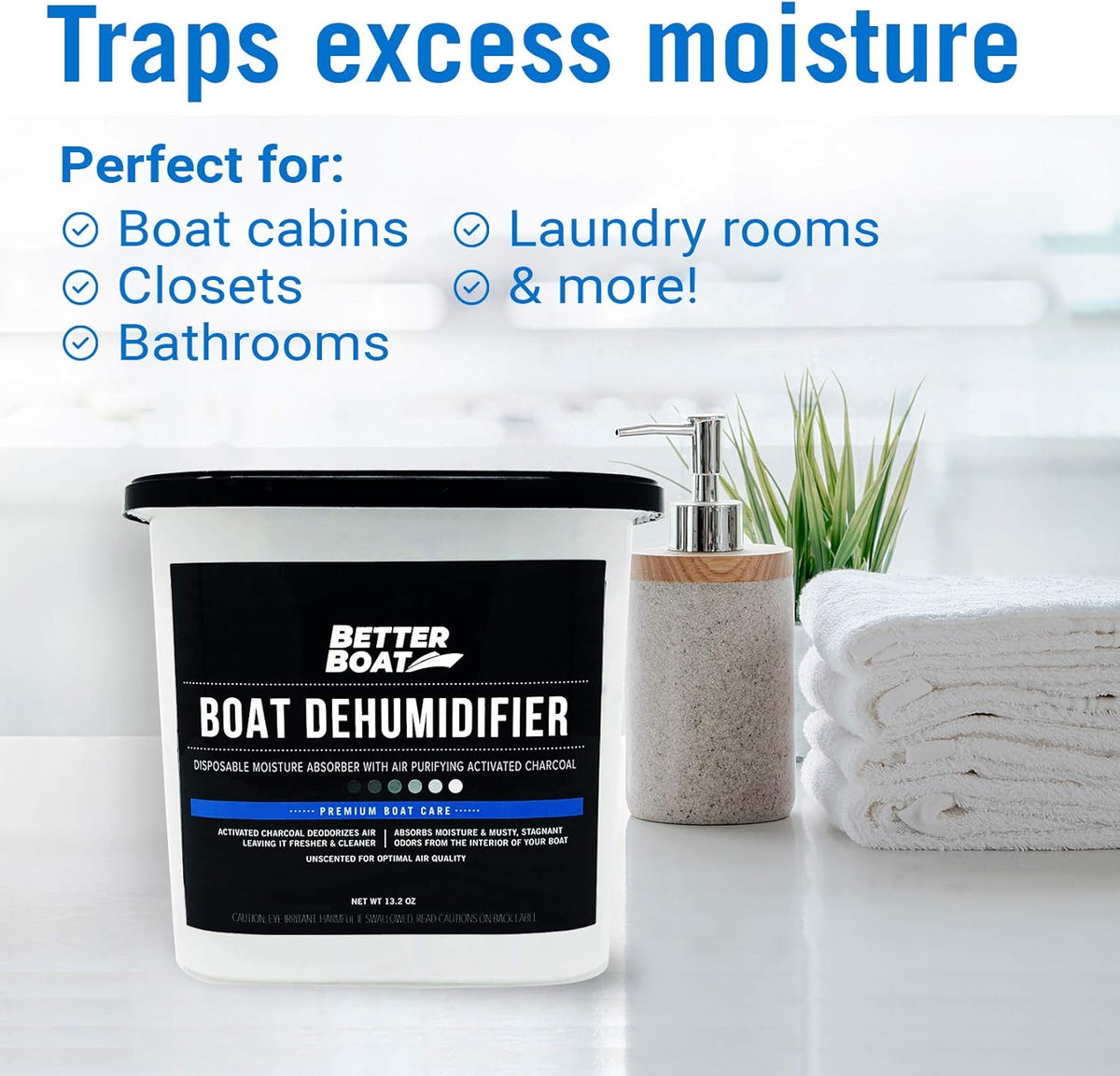 Moisture Absorber and Boat Dehumidifier, Charcoal Odor Remover for Damp Smell and Humidity