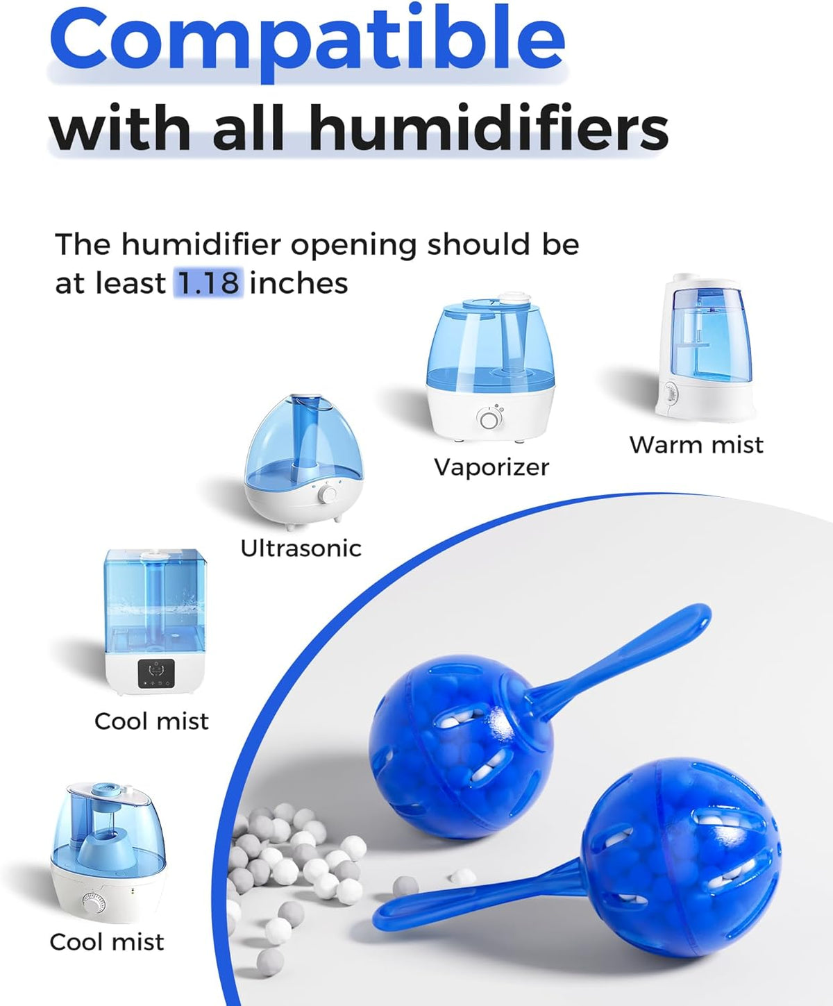 Humidifier Cleaner Anti-Scale Balls: Stop White Dust, Extend Humidifier Life, Prevents Hard Water