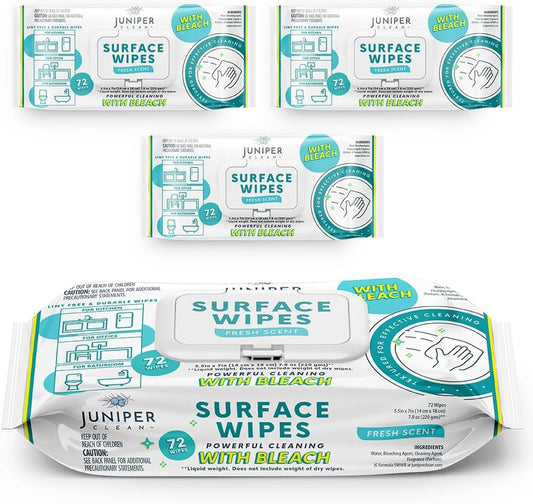3 Pack Surface Cleaning Wipes with Bleach, All-Purpose Cleaner for Bathroom, Kitchen, Office, 216