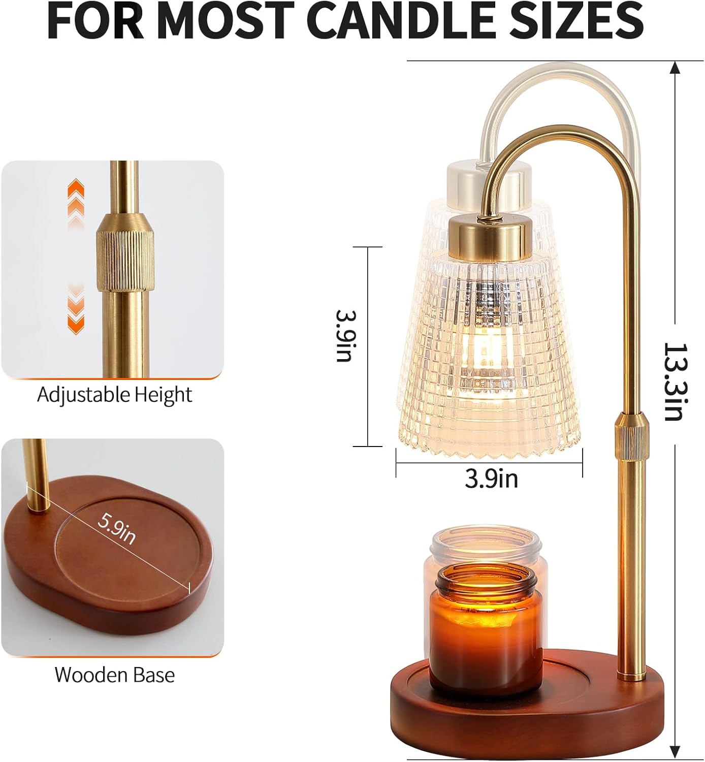 Antique Brass Candle Warmer Lamp WithTimer and Dimmer,Fragrance Electric Wax Melt Warmer with 2