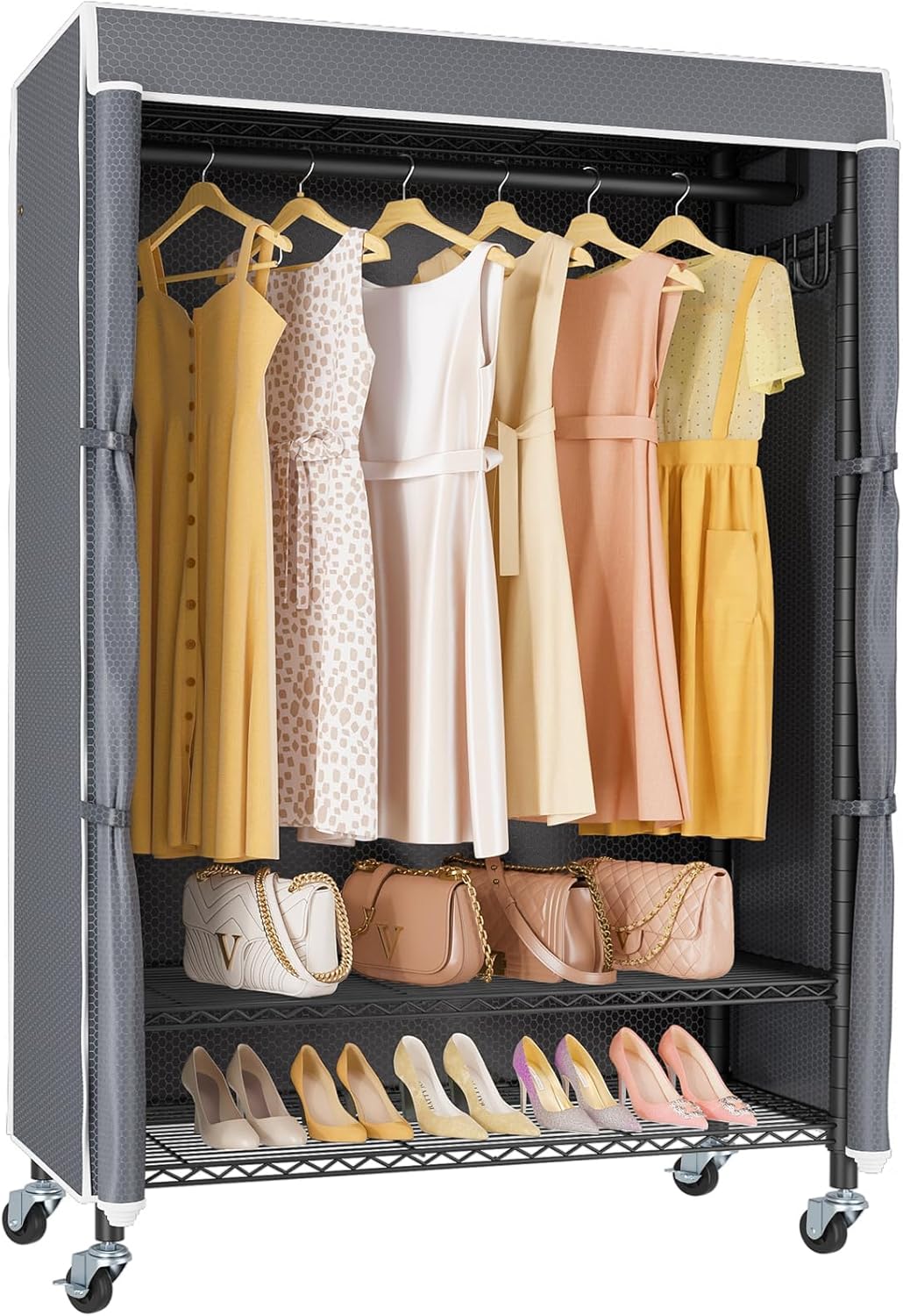 VIPEK R3C Rolling Clothes Rack with Cover Portable Closet for Hanging Clothes, Heavy Duty Garment
