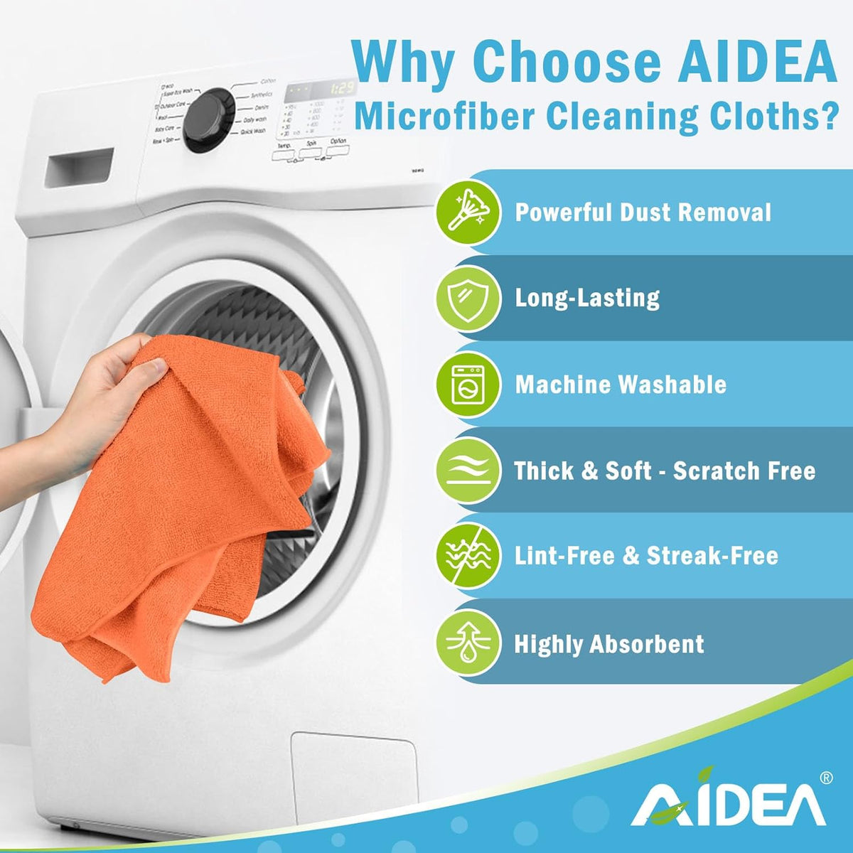 AIDEA Microfiber Cleaning Cloth-12PK, Soft Microfiber Towels for Cars, Absorbent Cleaning Rags