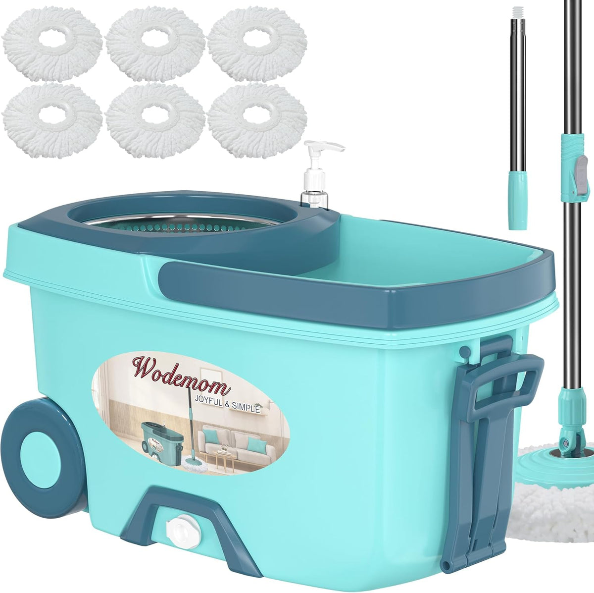 Spin Mop and Bucket System, Mop and Bucket with Wringer Set,Mops for Floor Cleaning,Household