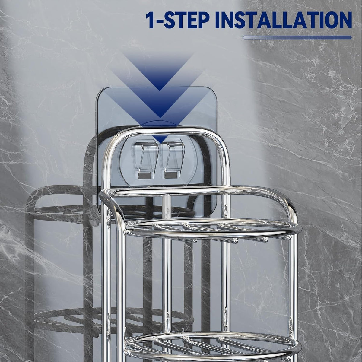 Silver 3-Tier Shower Soap Shampoo Bar Holder, Self Adhesive & Freestanding Draining Soap Dish Caddy