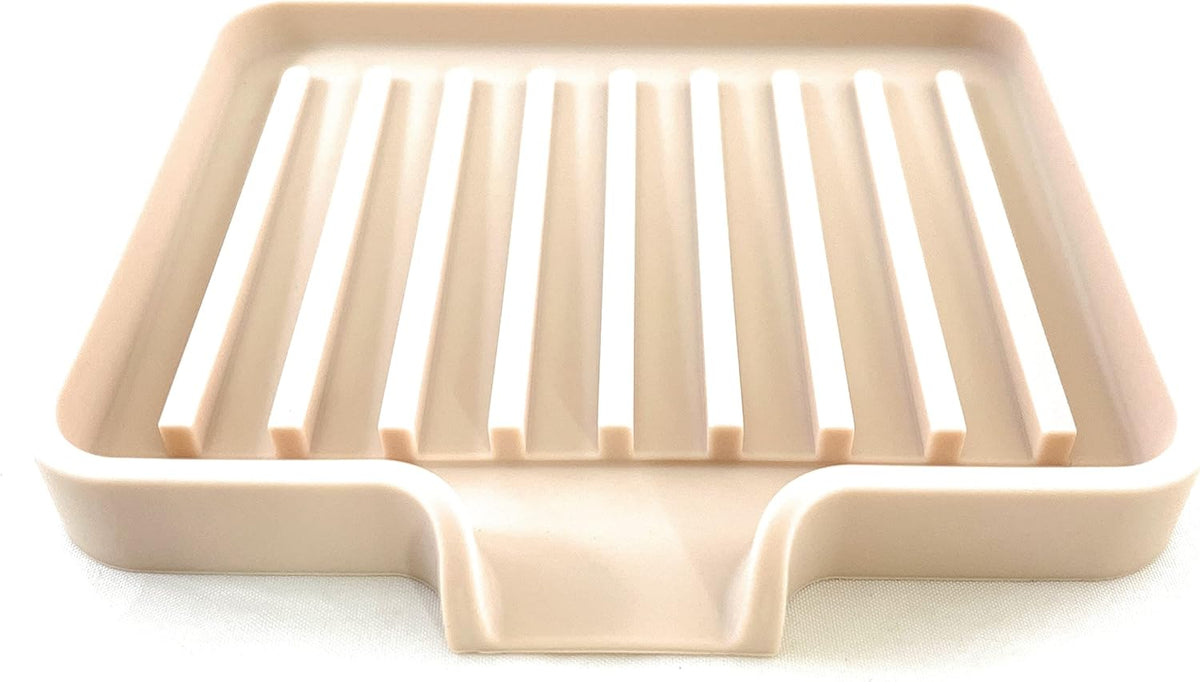 Happitasa Silicone Soap Dish Tray and Sponge Holder with Drain Chute, Pack of 2 | Bathroom and