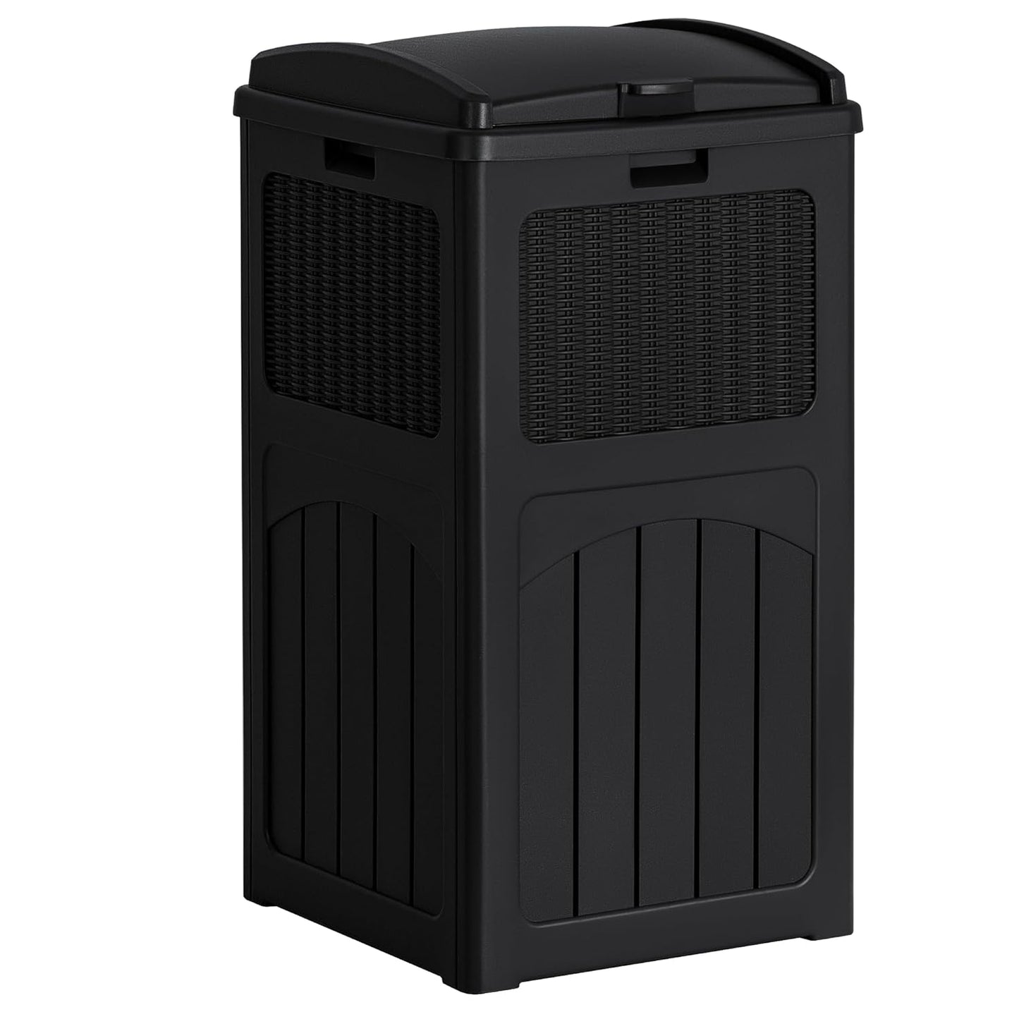 Flamaker 30 Gallon Trash Can, Resin Outdoor Garbage Can with Lid, Waterproof Hideaway Patio Waste