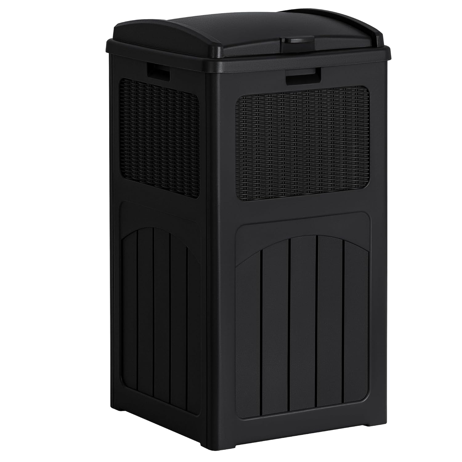 Flamaker 30 Gallon Trash Can, Resin Outdoor Garbage Can with Lid, Waterproof Hideaway Patio Waste