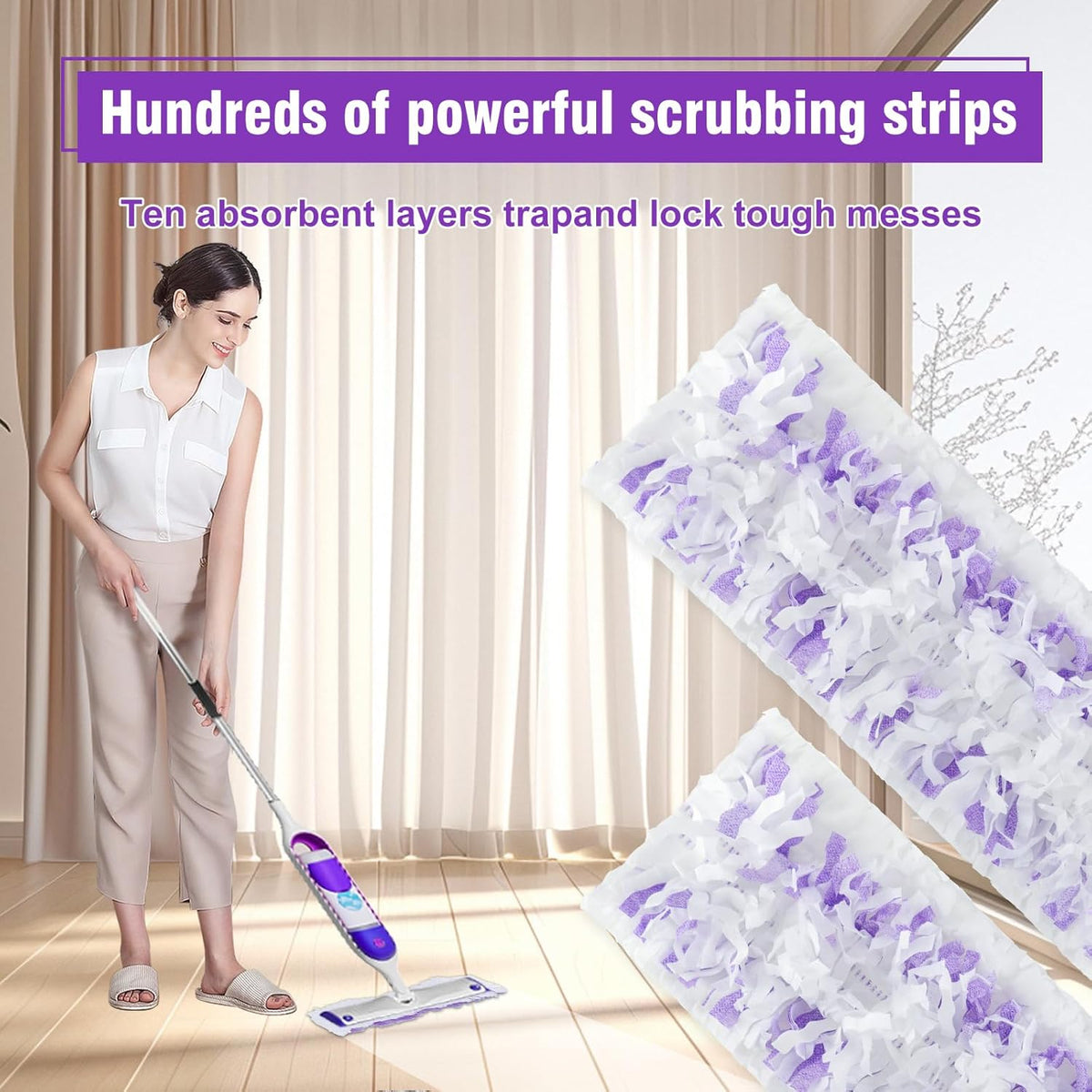 40 Pack Disposable Power Mop Refills Pads Compatible with Swiffer Power Mop,Spray Wet Pads