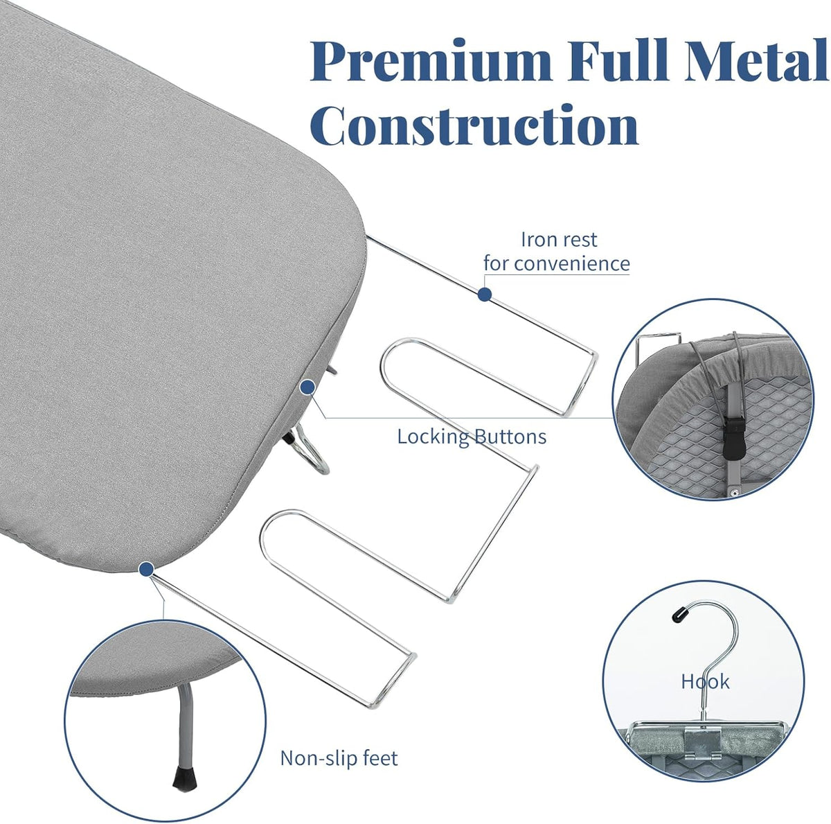Small Ironing Board with Iron Holder, RAINHOL Countertop Mini Ironing Board Tabletop with Non-Slip