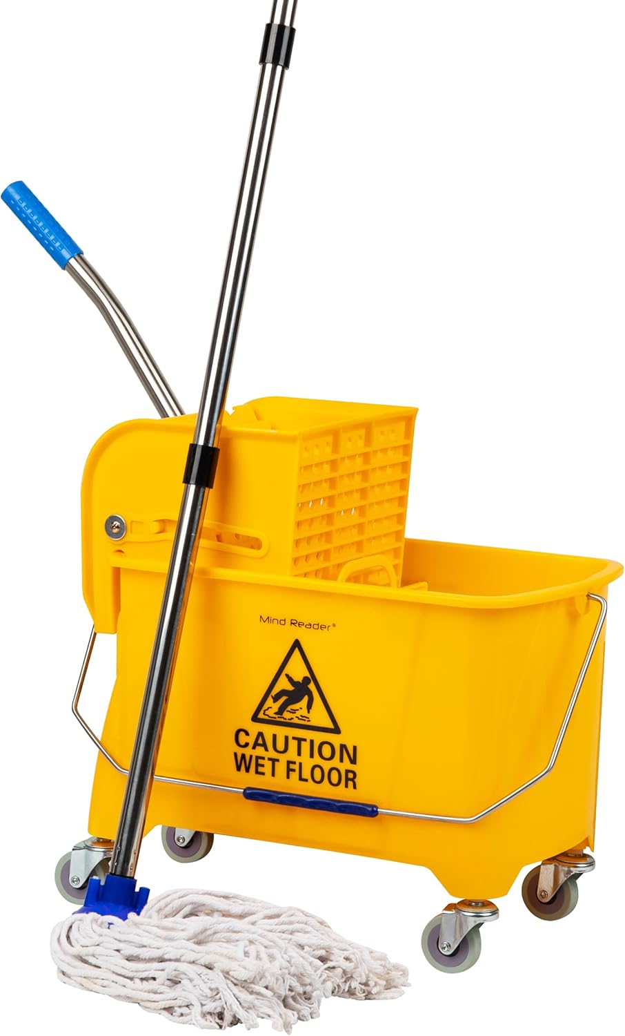 Mind Reader Bucket with Wringer and Mop Set, 22 Qt (5.5 Gallon), Floor Cleaning, Wheels, 16.25" L x