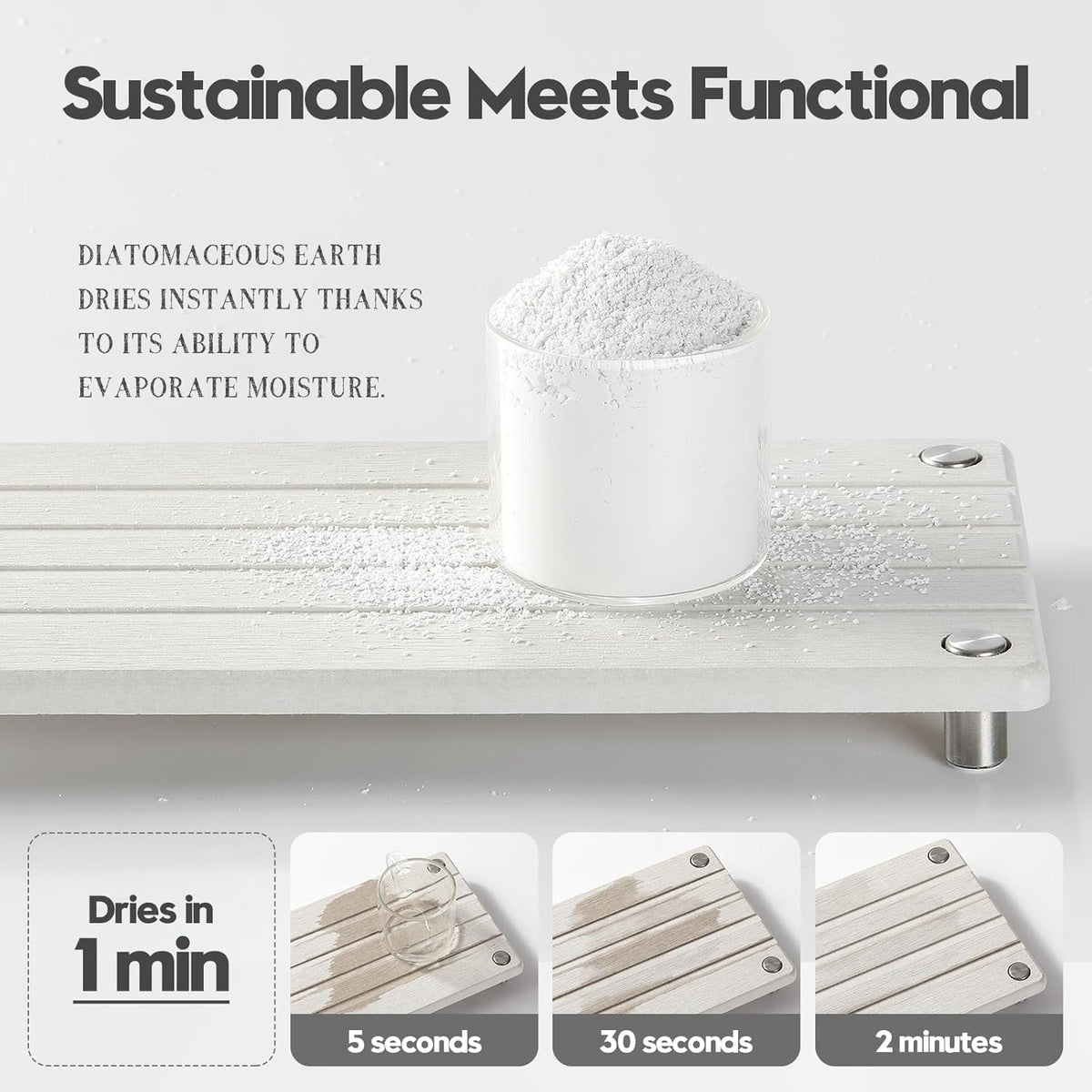Instant Dry Sink Caddy Kitchen Sink Organizer, Quick Drying Stone Tray Diatomite Sponge Holder Soap