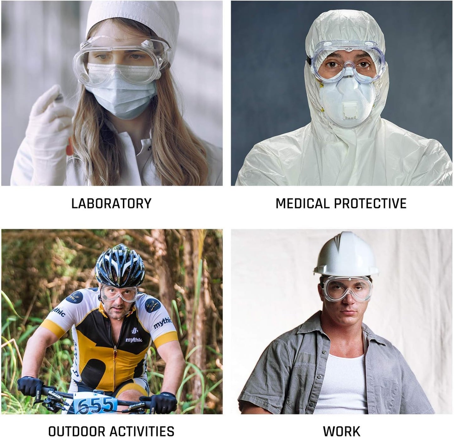 Safety Goggles Medical Goggles Fit Over Eyeglasses Anti-Fog Safety Glasses Clear Lab Goggles