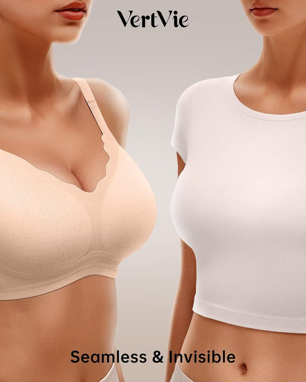 Vertvie Womens Seamless Bras No Underwire Supportive Wireless Push Up Full Coverage Bralette