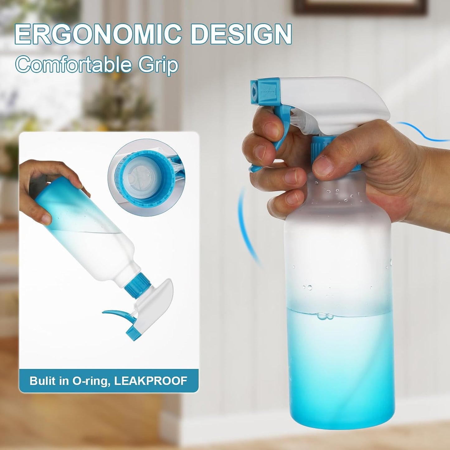 Spray Bottles 16.9oz/500ml Plastic Spray Bottle for Hair Mist/Stream Empty Spray Bottle Heavy Duty