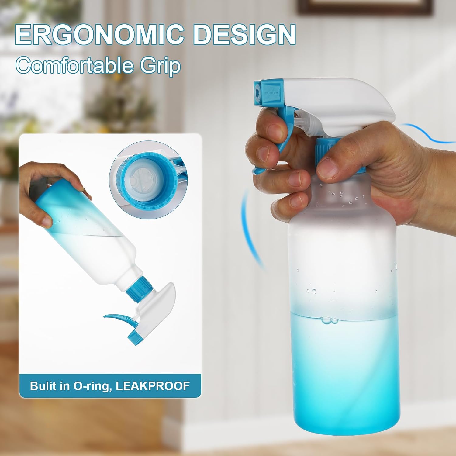 Spray Bottles 16.9oz/500ml Plastic Spray Bottle for Hair Mist/Stream Empty Spray Bottle Heavy Duty