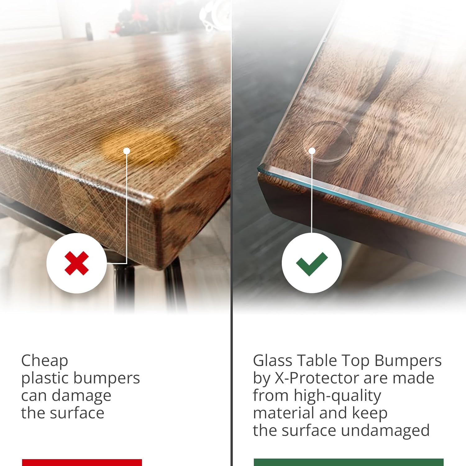 X-Protector Glass Table Top Bumpers - 20 PCS 1.2"- Self-Adhesive Glass Table Top Anti Slip Pads