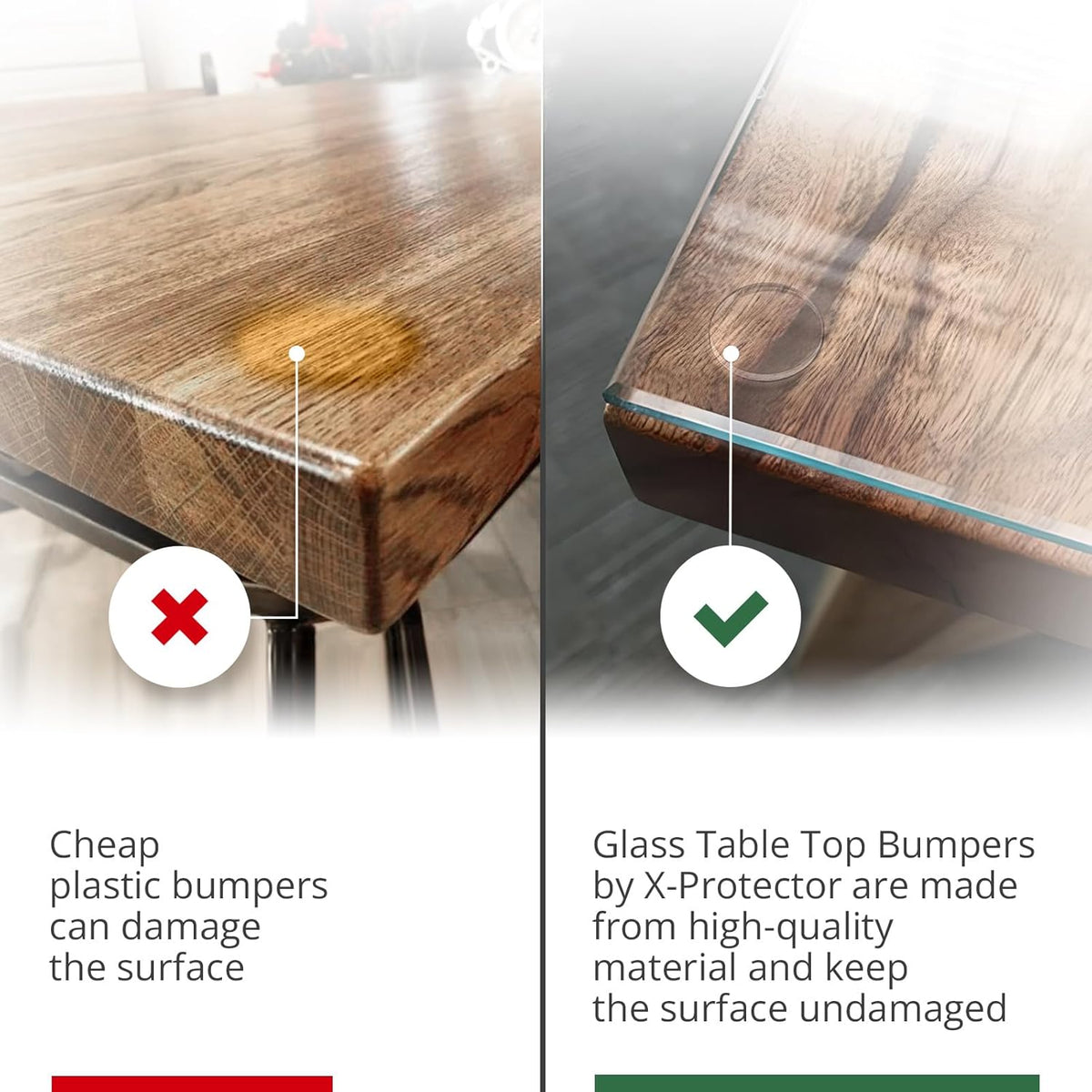 X-Protector Glass Table Top Bumpers - 20 PCS 1.2"- Non-Adhesive Glass Table Top Anti Slip Pads