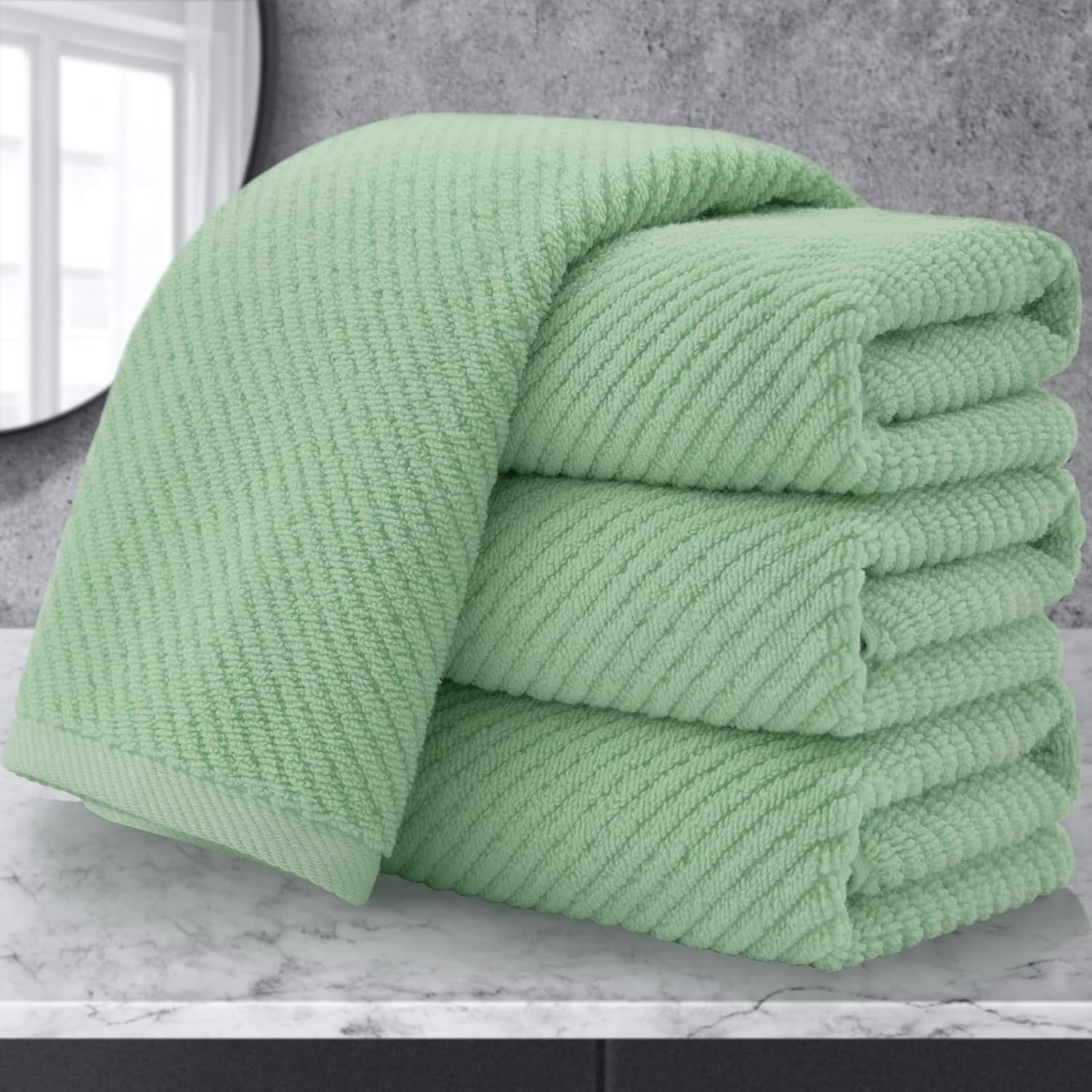 VOOVA & MOVAS Hand Towels for Bathroom Set of 4, Large 18" x 28", 100% Cotton | Lightweight | Thick