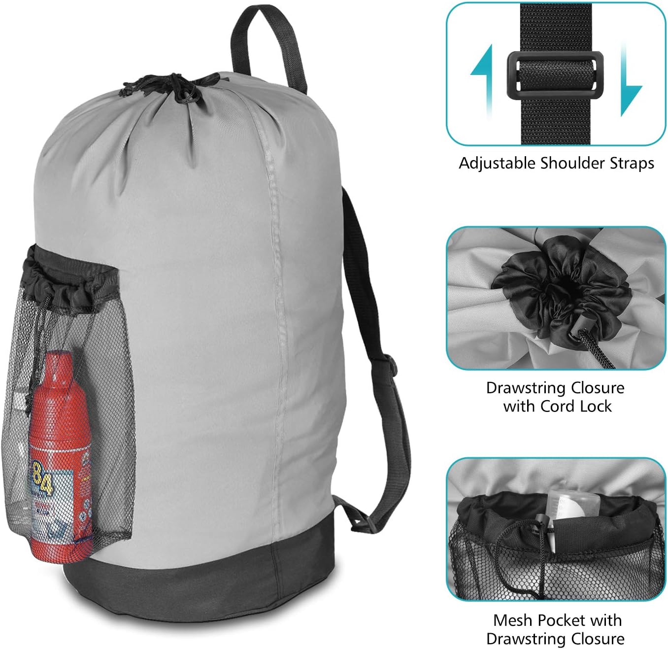 Dalykate Backpack Laundry Bag, Laundry Backpack with Shoulder Straps and Mesh Pocket Durable Nylon
