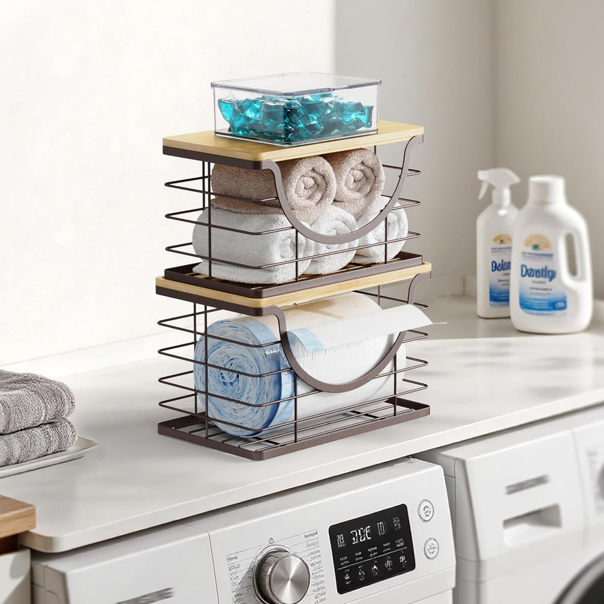 Extra Large Trash Bag Holder Under Sink Stackable Kitchen Storage 2 Pack, Pantry Organizers and