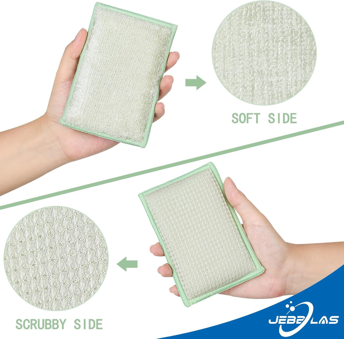 JEBBLAS 8Pack Bamboo Natural Kitchen Sponges Dish Sponge Cleaning Sponge Heavy Duty Scrub Sponge