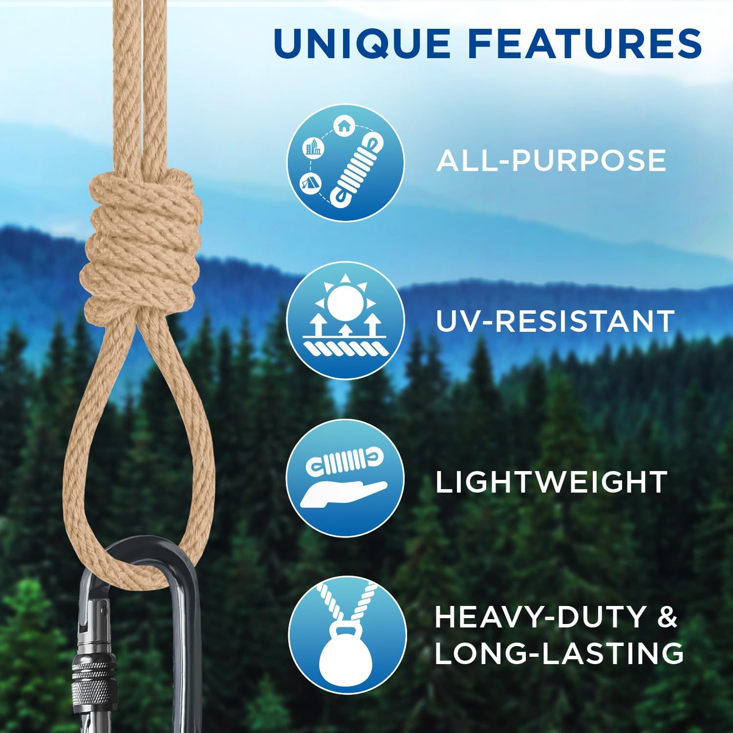 TECEUM Cotton Rope 3/16” (5 mm) – 50 FT – Strong All-Purpose Braided Rope – Natural Cotton – for