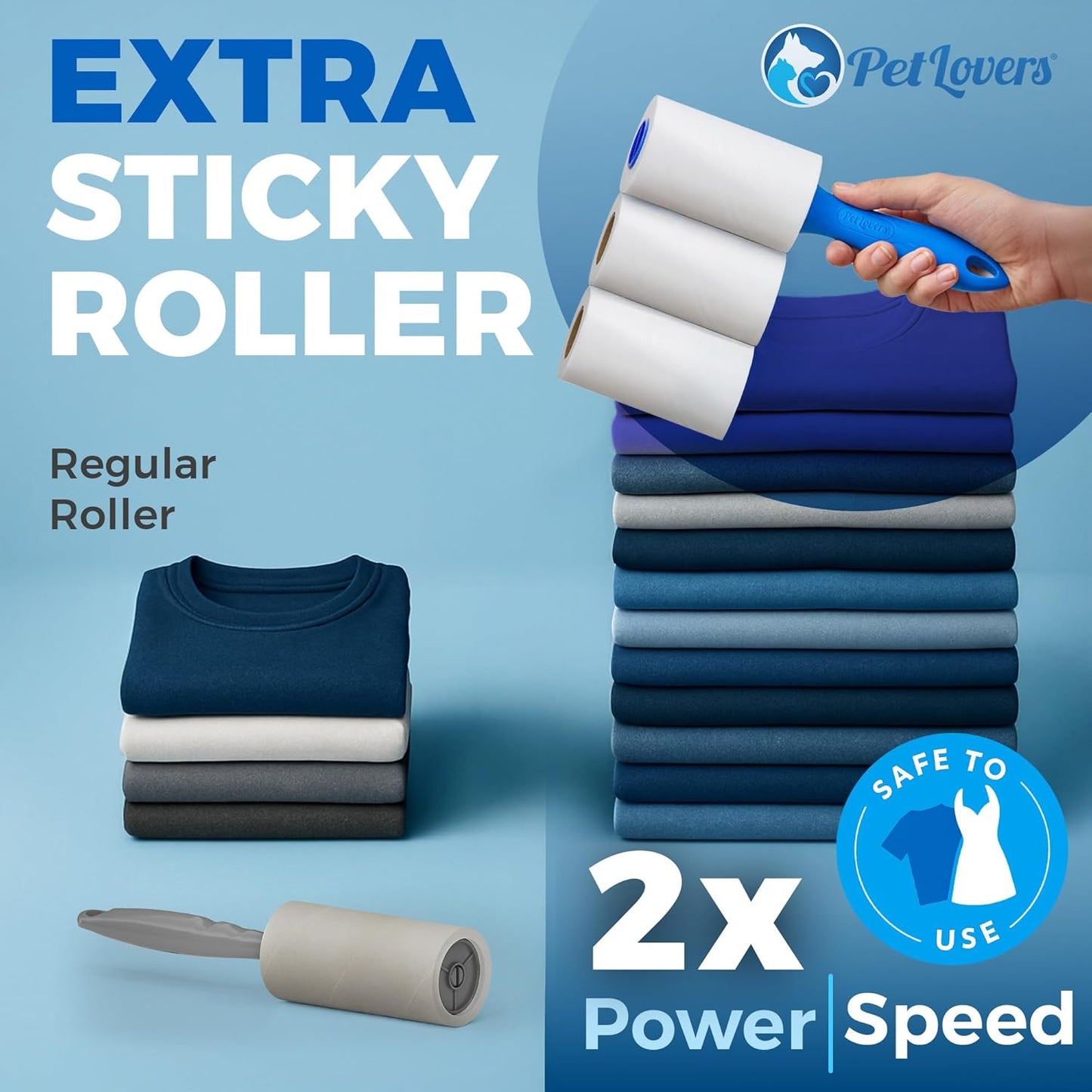 PetLovers Extra Sticky Lint Roller Ultimate Value Set 400 Sheets for Pet Hair Removal, Dog and Cat