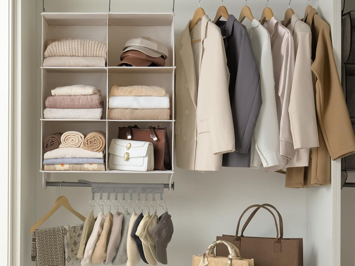 StorageWorks Hanging Closet Organizer with Metal Rod, 6-Section Closet Organizers and Storage