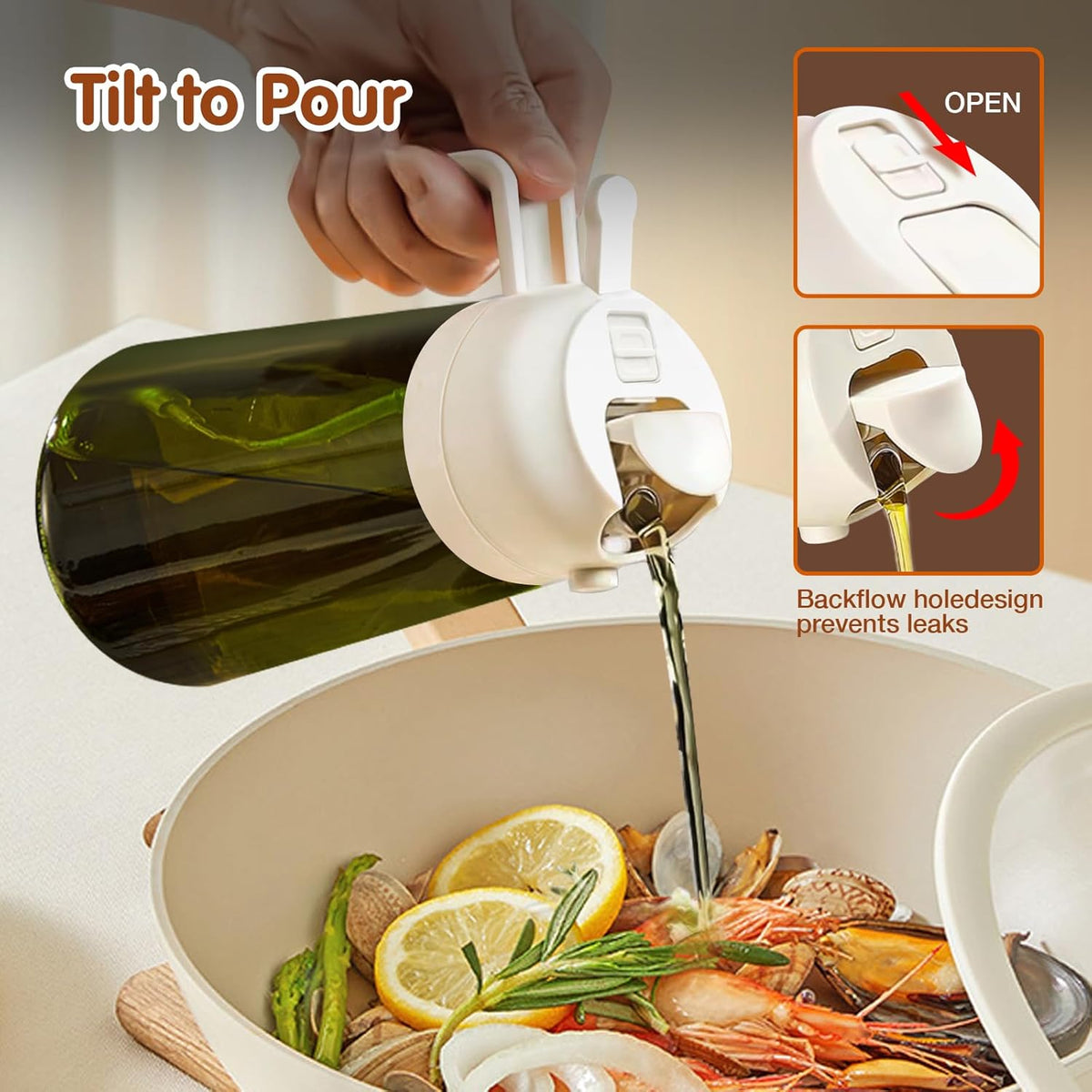 YARRAMATE 2PCS 16oz/470ml Oil Sprayer for Cooking with Stickers, Food-Grade 2 in 1 Olive Oil