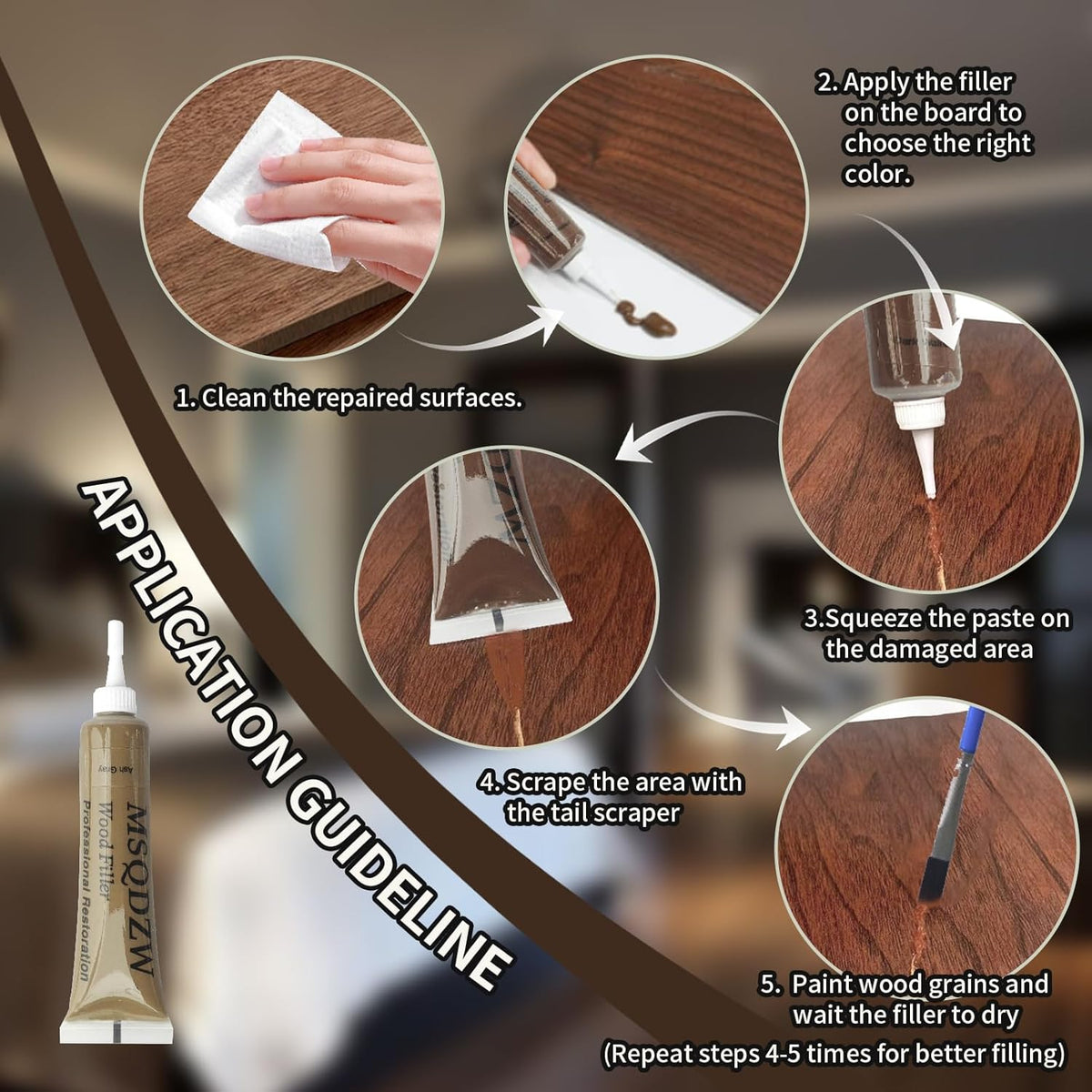Wood Repair Kit, 13Pcs Wood Fillers, Furniture Repair Kit Scratch Cover for Wood Cracks, Stains