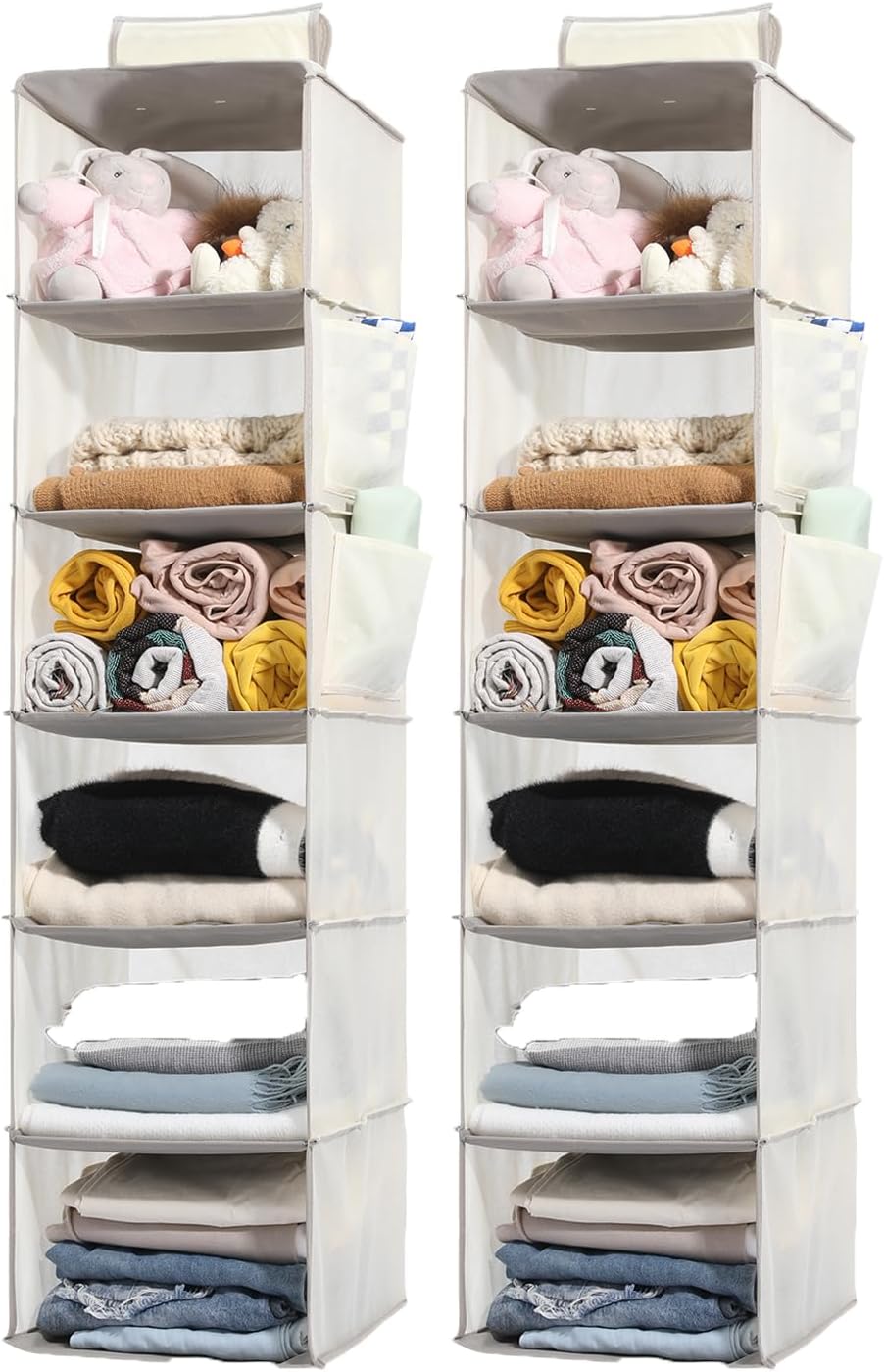 2 Packs Hanging Closet Organizer Storage, 6-Shelf Hanging Shelves Clothes Organizer and Storage