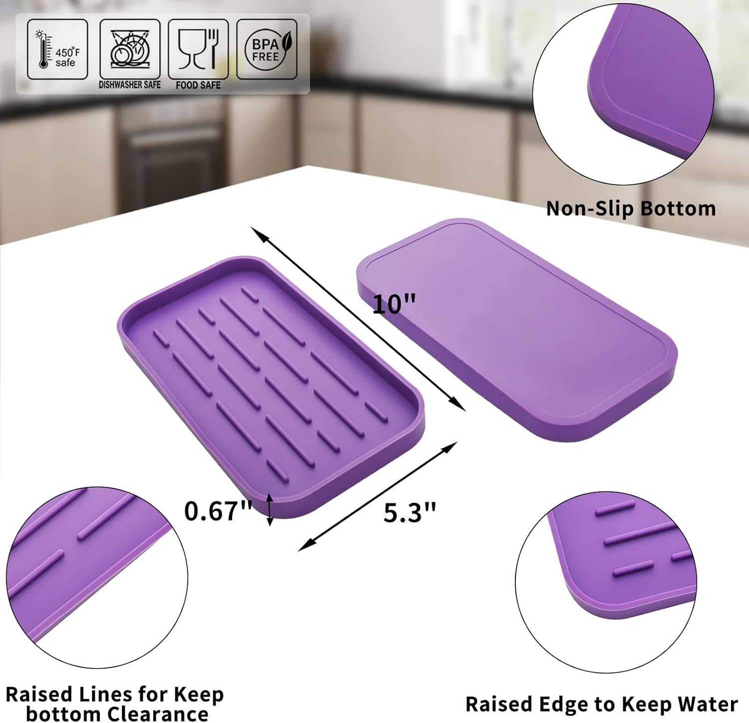 Silicone Kitchen Sink Organizer Tray for Multiple Usage,Eco-Friendly Sponges Holder for Kitchen
