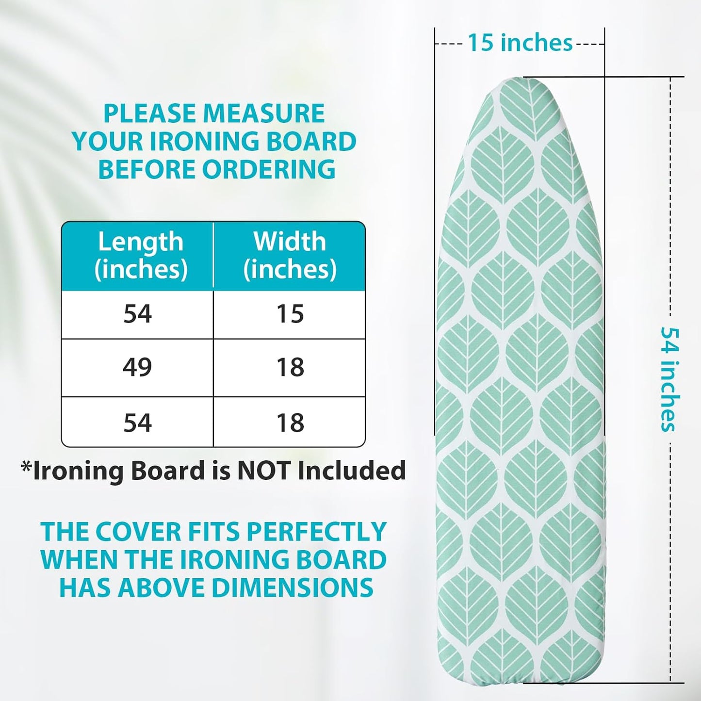 Ironing Board Cover and Pad, Standard Size 15 x 54, Thick Padding with Elasticized Edges, Heat