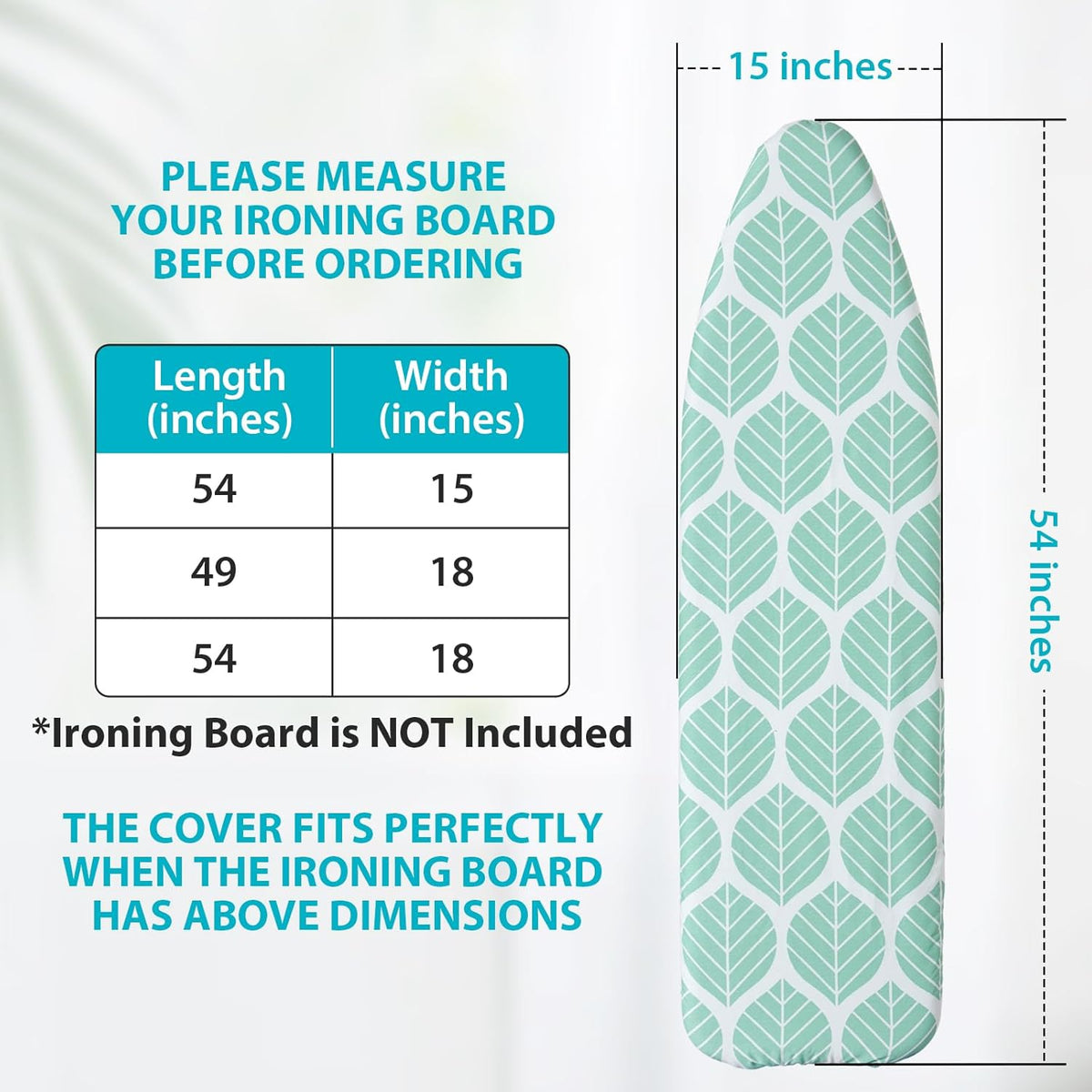 Ironing Board Cover and Pad, Standard Size 15 x 54, Thick Padding with Elasticized Edges, Heat