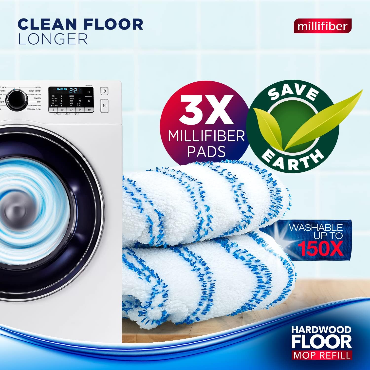 Microfiber Mop Refills 15x8 Inches, 3-Pack (Mop is Not Included)