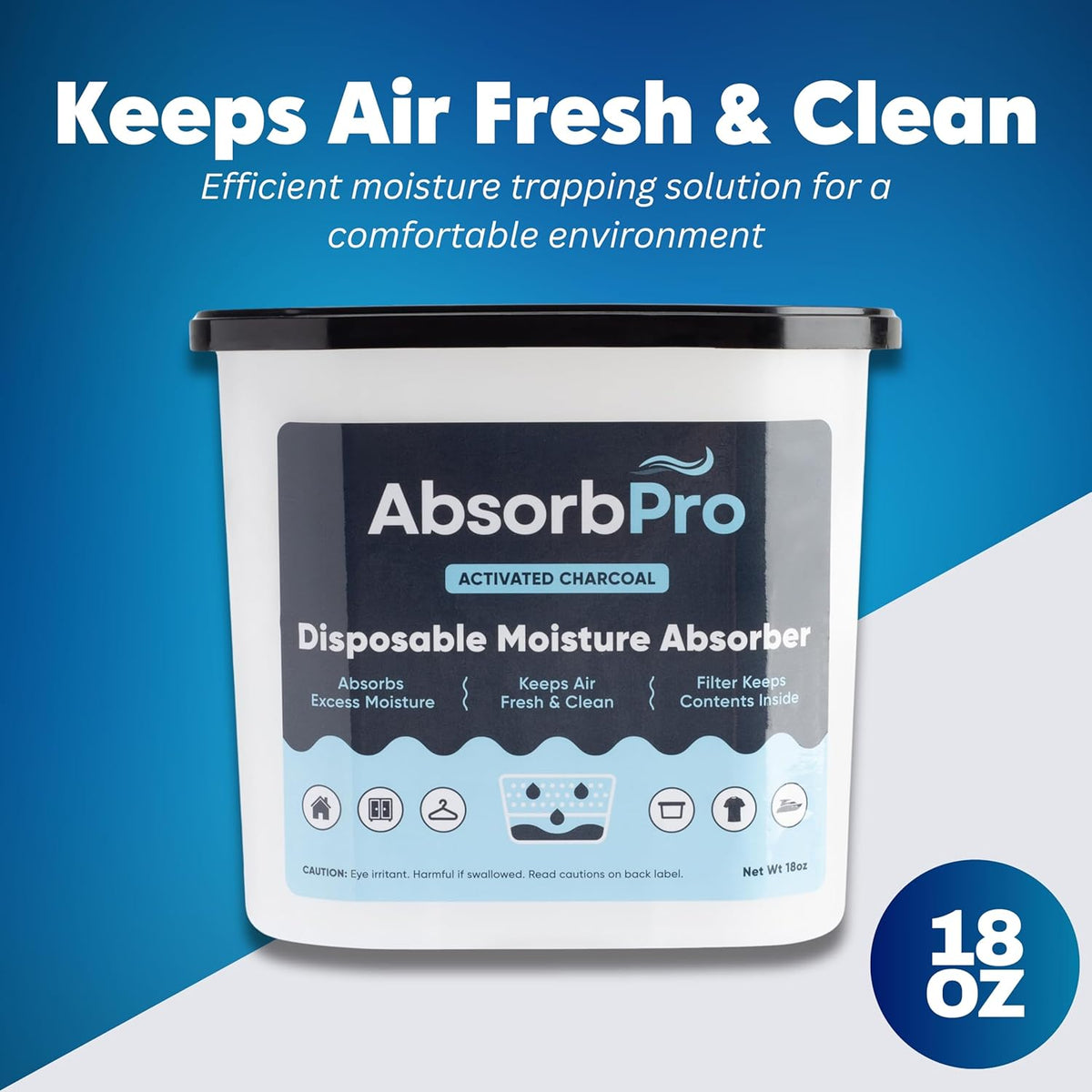 Moisture Absorber Tub with Activated Charcoal - 3-Pack - 18 oz Disposable Odor Eliminator Box &