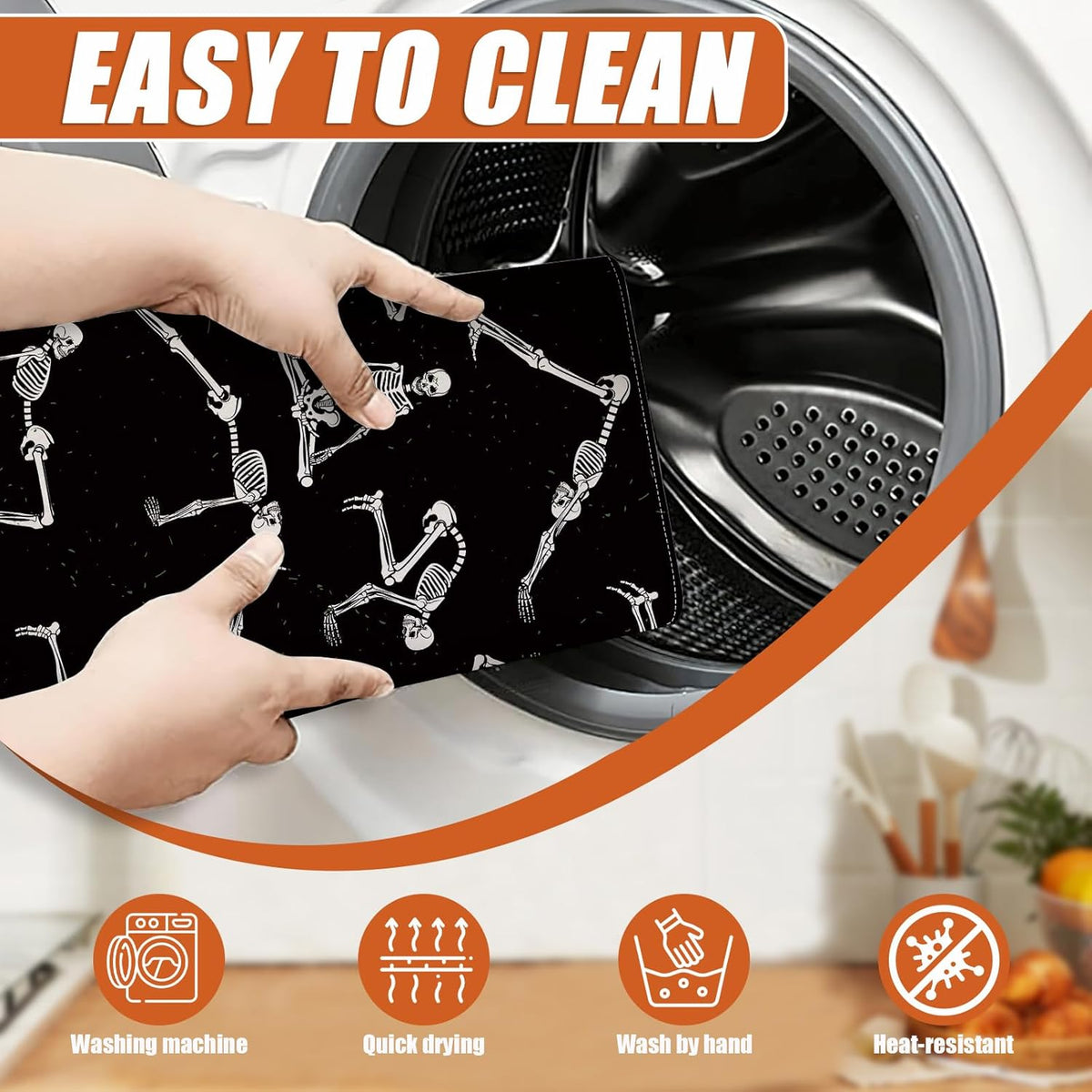 Funny Skull Yoga Dish Drying Mat for Kitchen Counter Microfiber Absorbent Dish Kitchen Drying Mat