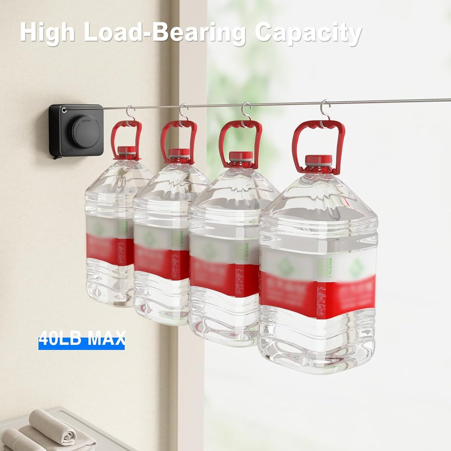 Retractable Clothesline Indoor, Non-Sagging Outdoor Clothes Line Retracting Heavy Duty Clothes