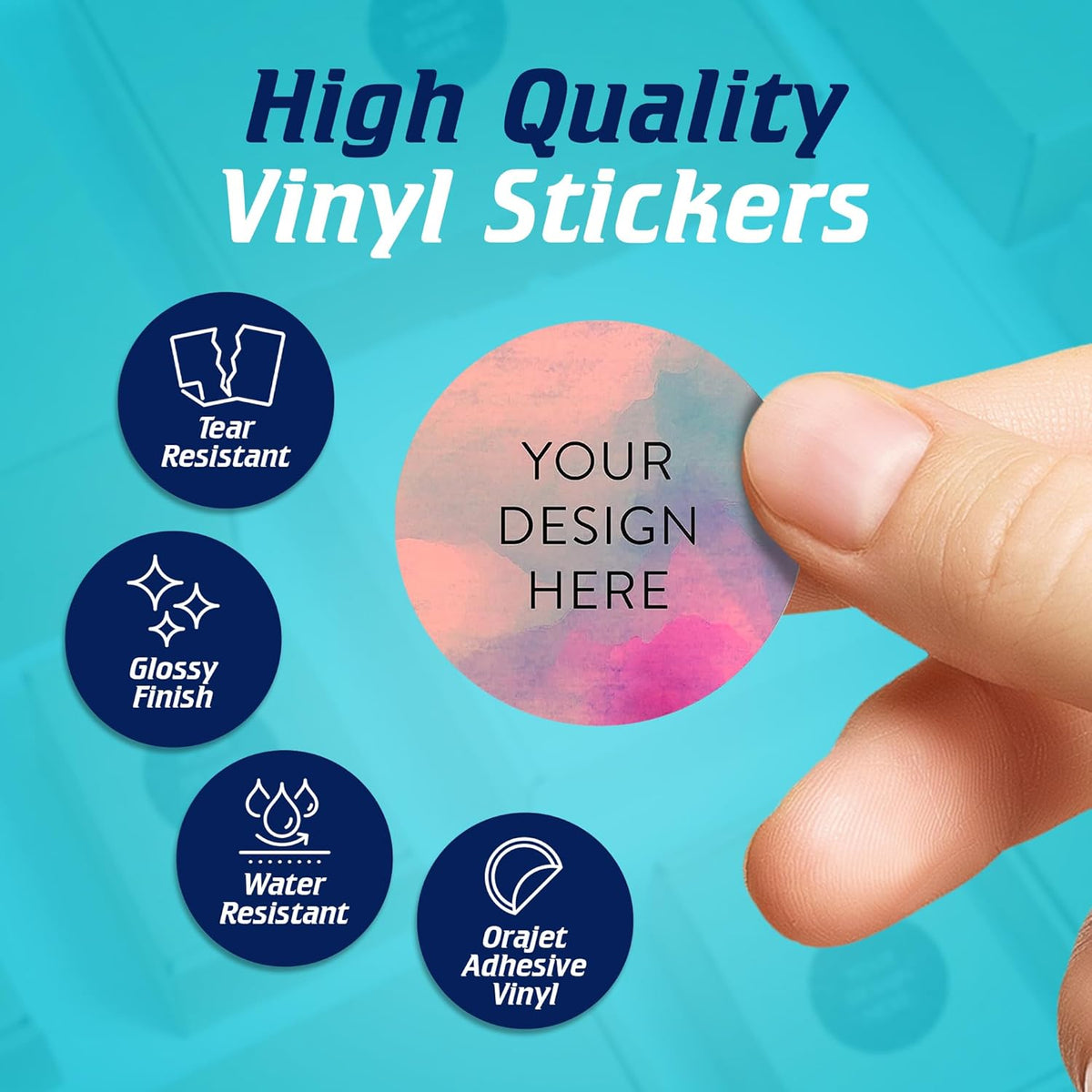 100 Custom Vinyl Stickers - Upload Your own Image, Text, Design, Logo - Personalized Logo Labels