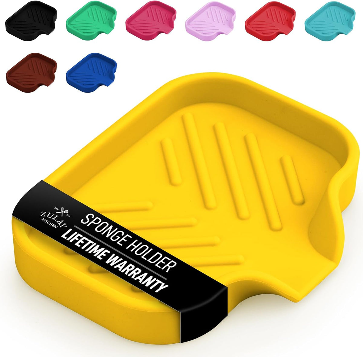 Zulay Kitchen Small Silicone Sponge Holder (4.9x3.3”) – Space-Saving Sink Organizer Tray for