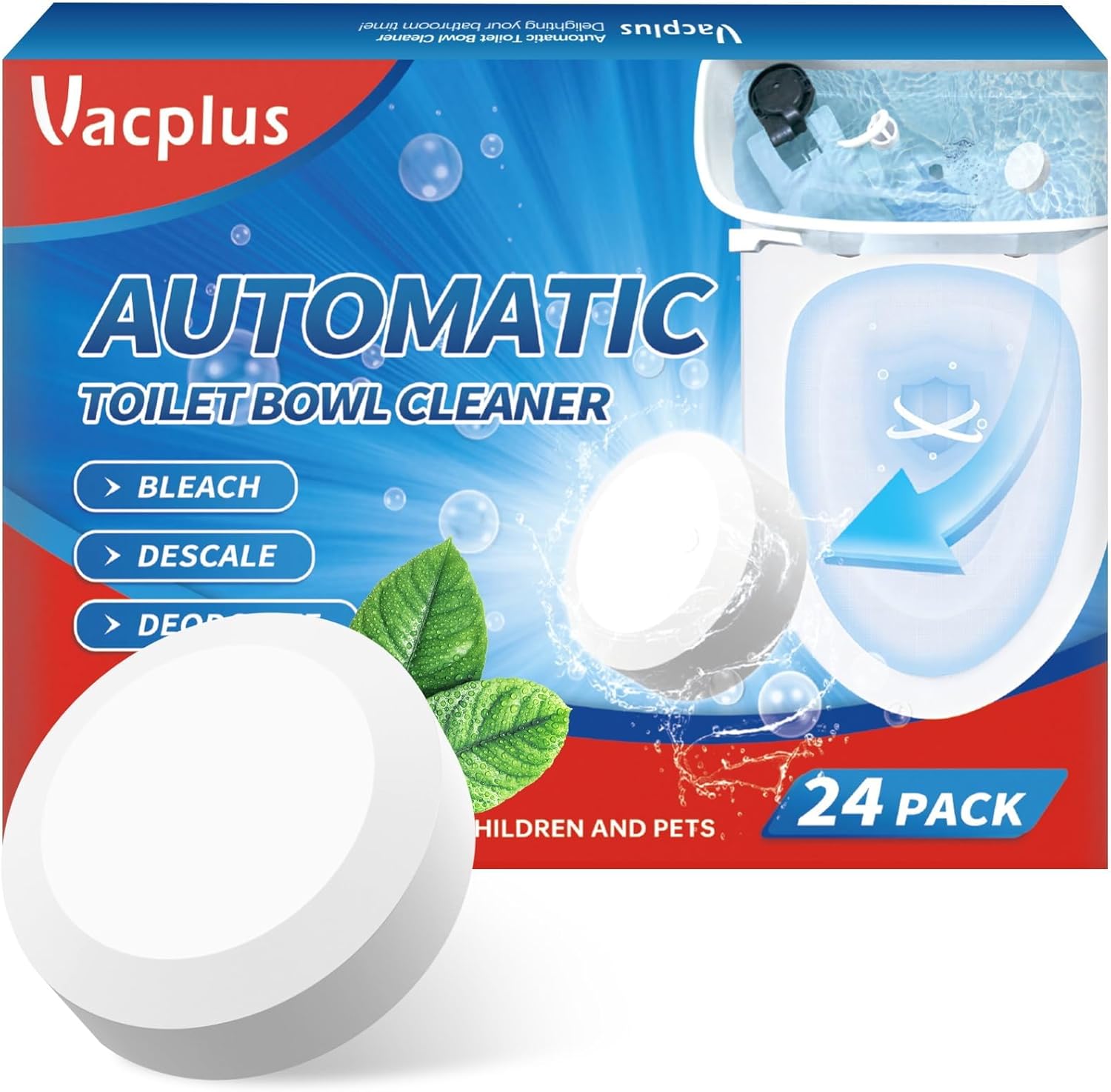 Vacplus Toilet Bowl Cleaners - 24 PACK, Household Toilet Cleaner, Automatic Toilet Bowl Cleaners