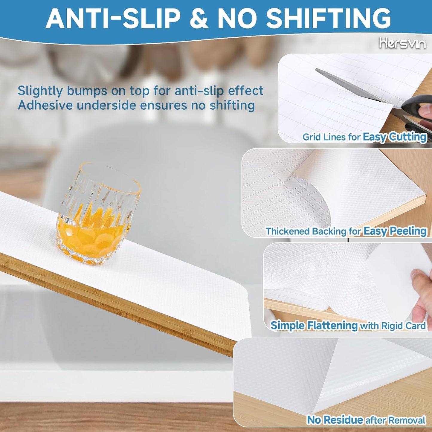 Shelf Liners 12 in x 20 ft Self-Adhesive EVA Drawer Mats, Cupboard Protector, Kitchen Cabinet