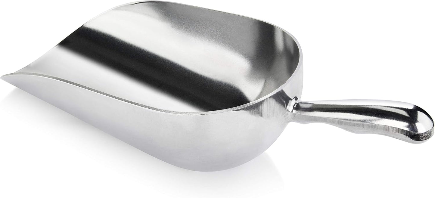 New Star Foodservice 34608 One-Piece Cast Aluminum Round Bottom Bar Ice Flour Utility Scoop